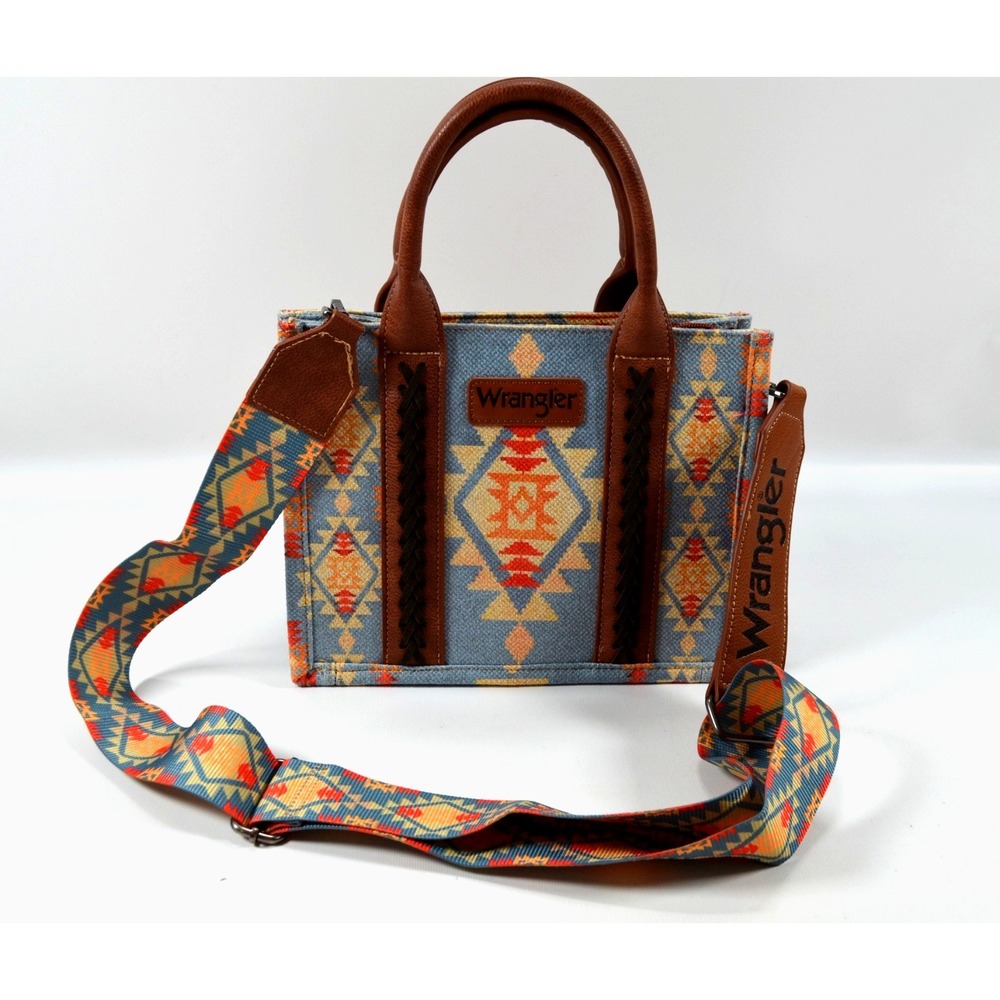 Wrangler Southwest Canvas Faux Leather Purse Handbag Tote Bag Aztec